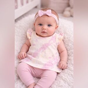 NWT Grayson Mini Newborn Baby light purple Flutter Sleeve Top Summer NB